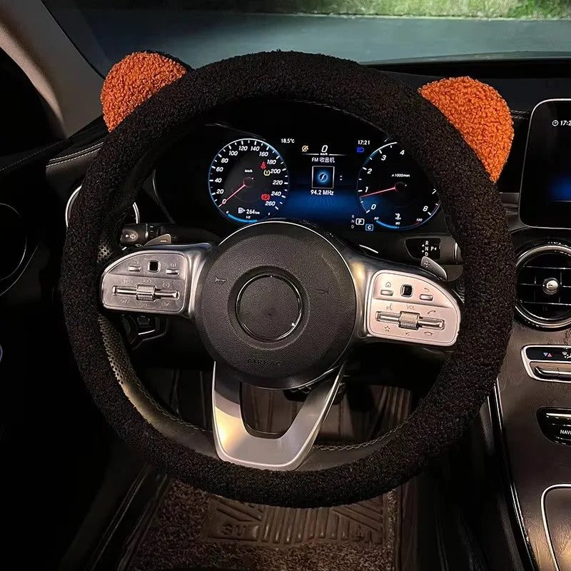 CowLost | winter-warm-soft-plush-cartoon-bear-ear-car-interior-accessories |26