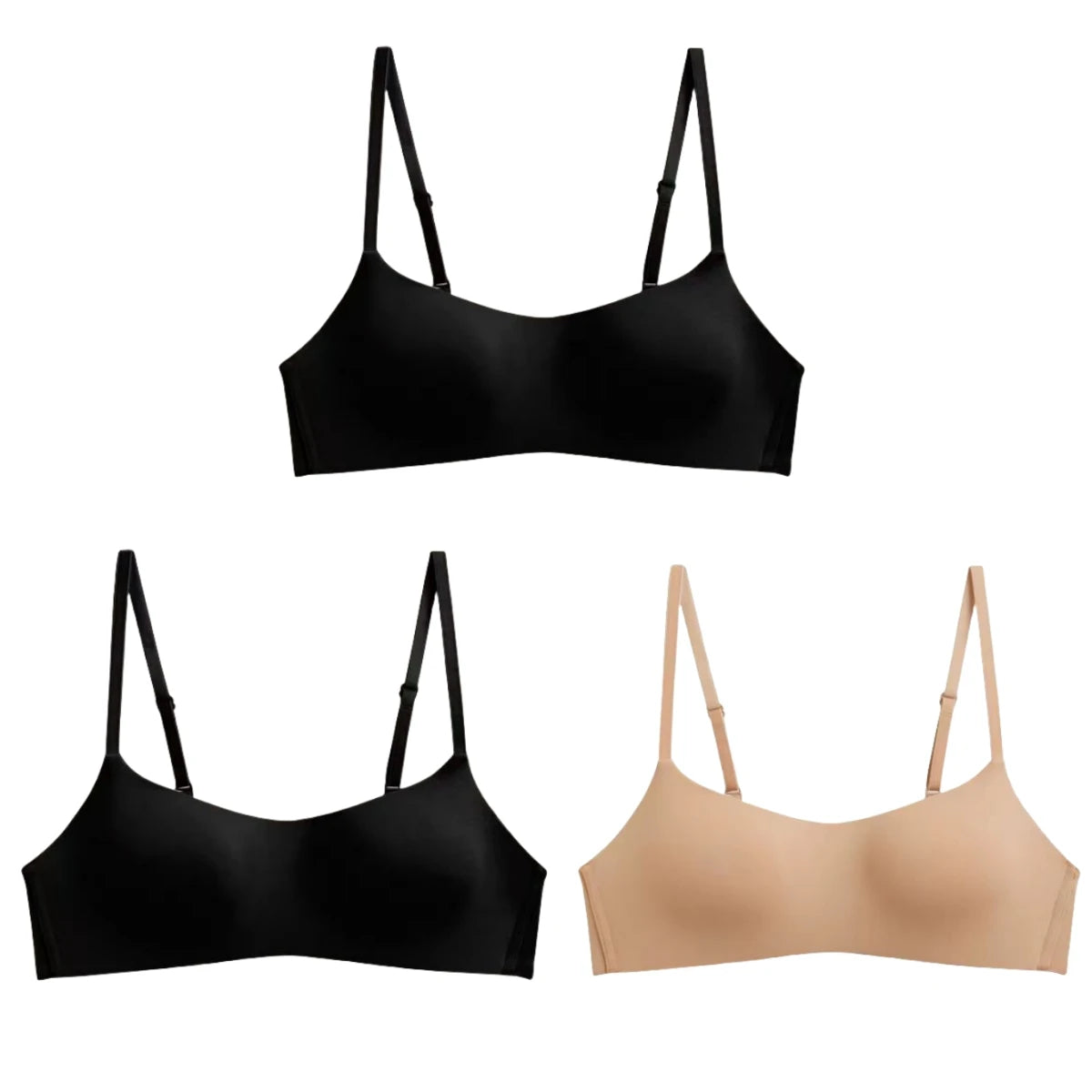 CowLost | product_id-3pcs-seamless-wire-free-1-2-cup-push-up-bras-with-back-closure-for-women |22