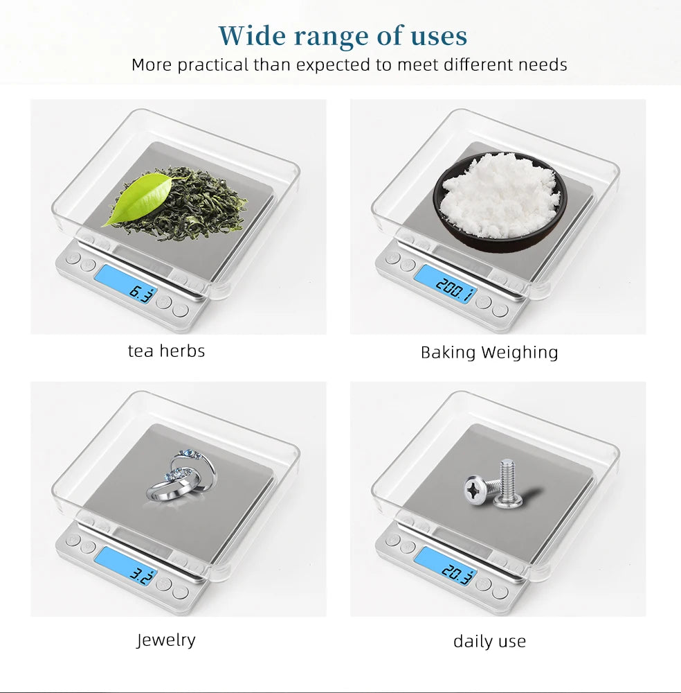 3kg/500g Digital Kitchen Scale 0.01g Precision Jewelry Food Weighing LCD Electronic