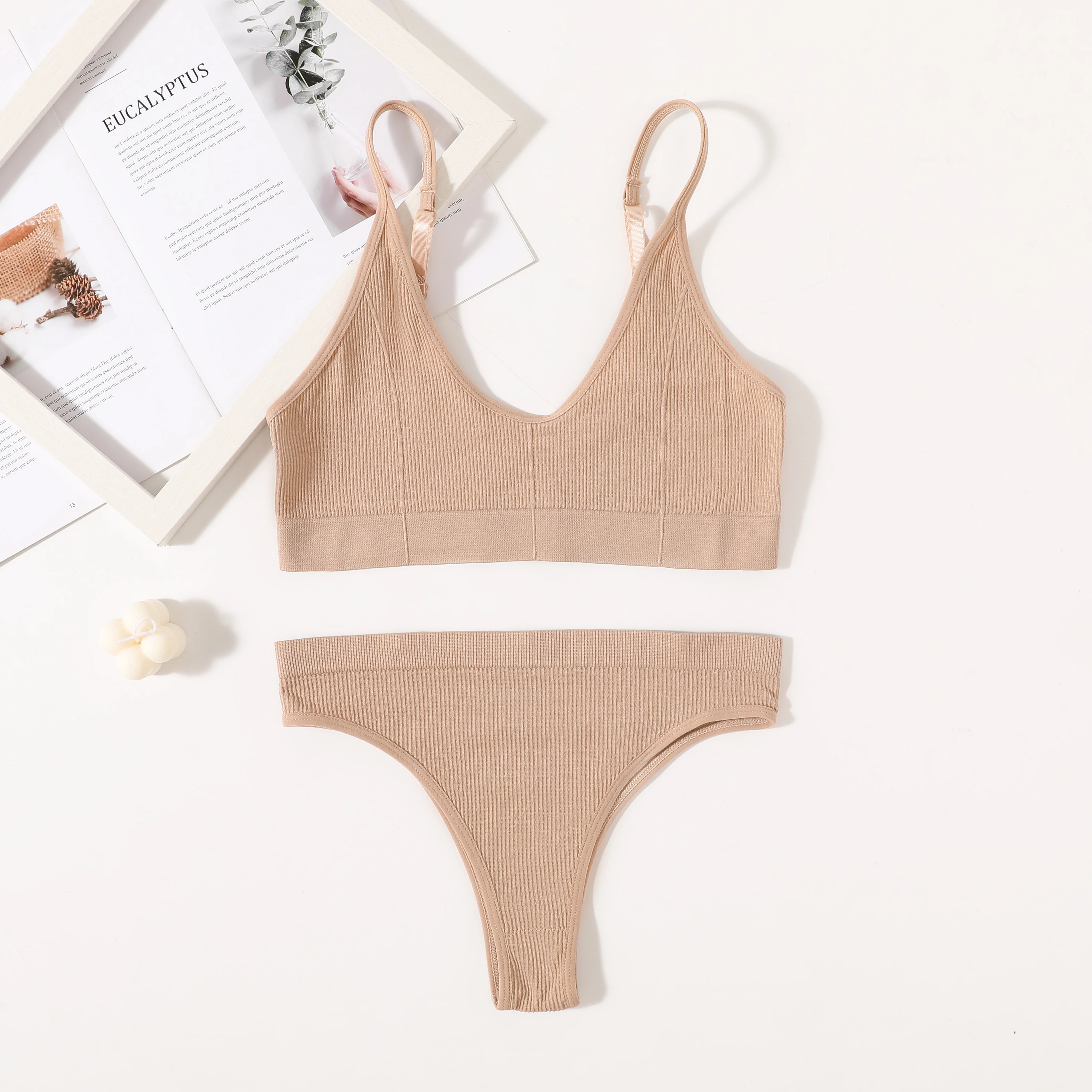 CowLost | product_id-women-seamless-wire-free-push-up-bra-high-rise-brief-set-v-neck-lingerie |22