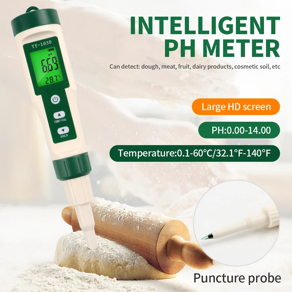 Digital PH Meter with Backlight for Food, Soil, Cosmetic, Cheese, Meat, Fruit, Dough Testing
