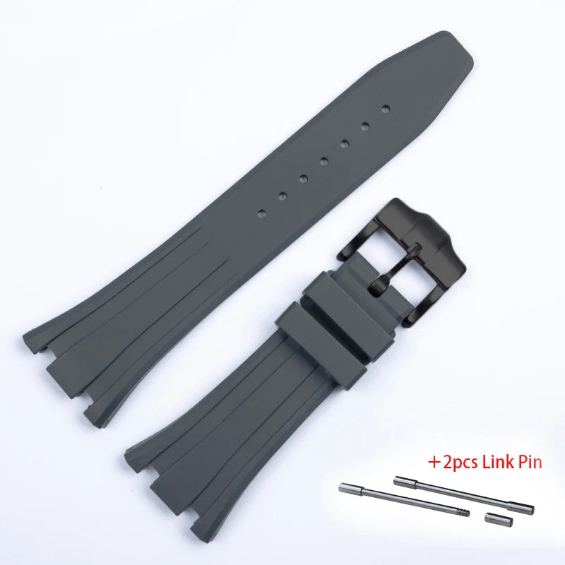 CowLost | product_id-26-27mm-waterproof-soft-silicone-strap-with-link-pin-for-ap-royal-oak-ga2100-ga-2110-replacement-watchband |28