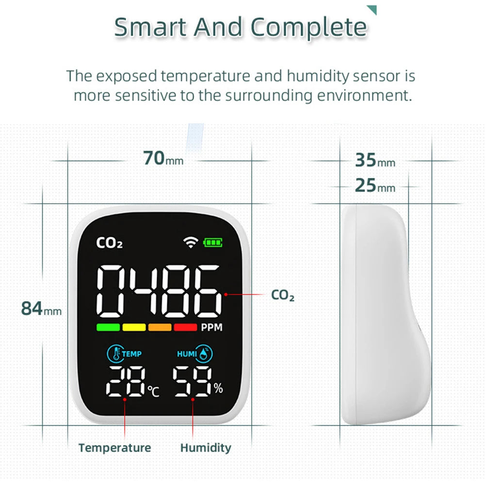 Portable WIFI Air Quality Tester with APP Control PM2.5 CO2 Temperature Humidity Meter
