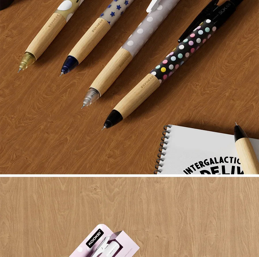 CowLost | product_id-kookei-gel-pen-with-oak-wood-handle-smooth-0-5mm-st-nib-fast-dry-ink-polka-dot-design-for-students-professionals |9