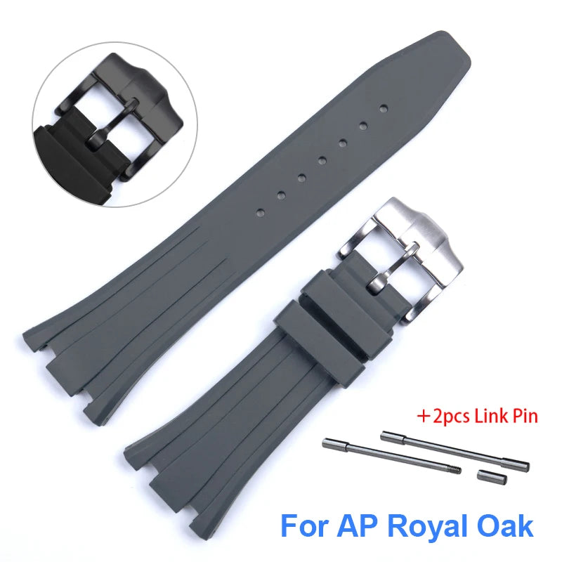 CowLost | product_id-26-27mm-waterproof-soft-silicone-strap-with-link-pin-for-ap-royal-oak-ga2100-ga-2110-replacement-watchband |1