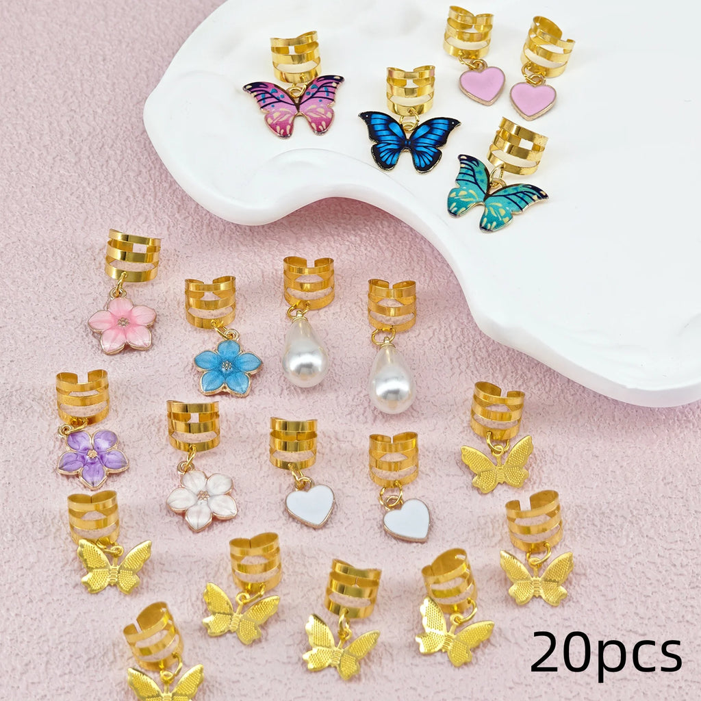 CowLost | 20pcs-butterfly-braid-clips-crystal-dreadlock-hair-accessories |7