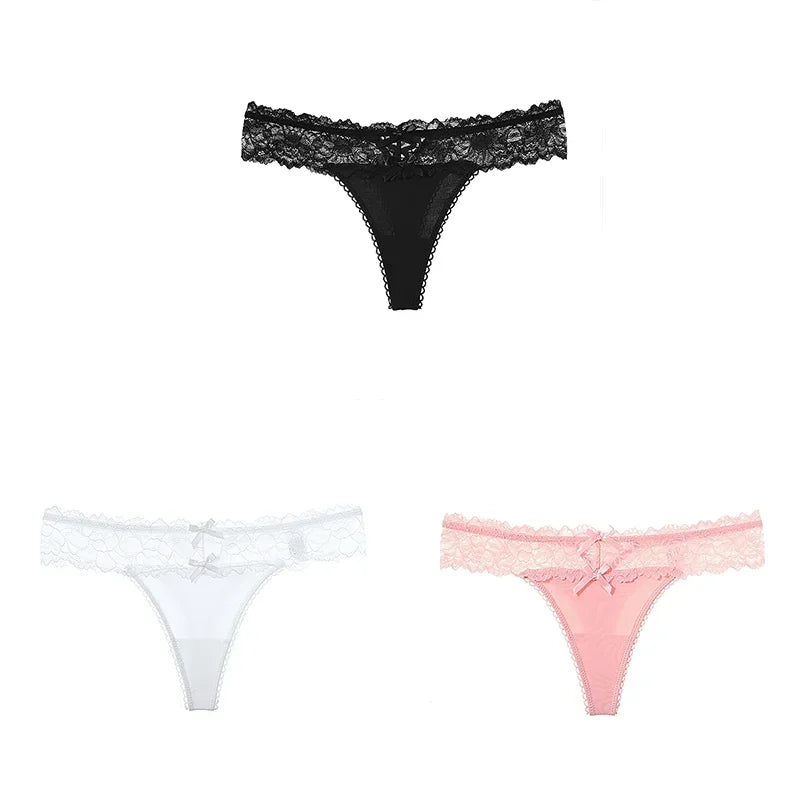 CowLost | womens-bow-lace-panties-french-style-sexy-lace-hollow-underwear |11