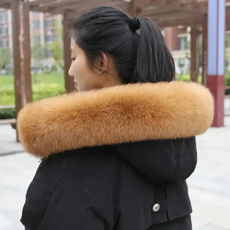 CowLost | fox-fur-collar-for-women-luxury-warm-winter-coat-trim-scarf |33