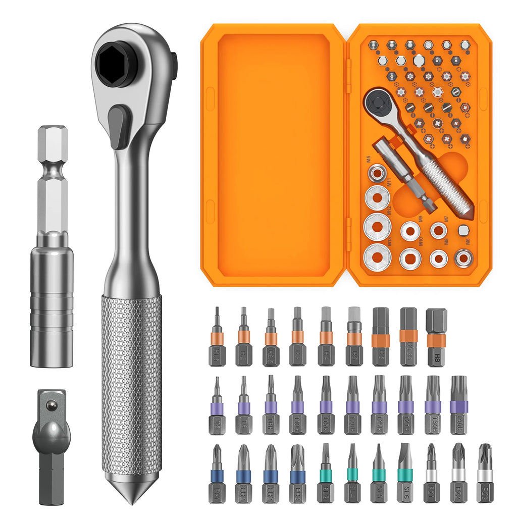 ORIA 42-in-1 Ratchet Screwdriver Socket Kit Magnetic DIY Repair Tool with Extension Rod for Home Bicycle Computer
