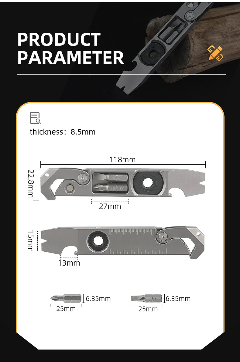 CowLost | tools-tc4-titanium-alloy-crowbar-edc-tool-set-with-screwdriver-wrench-and-eternal-pen-for-outdoor-camping-gift |24