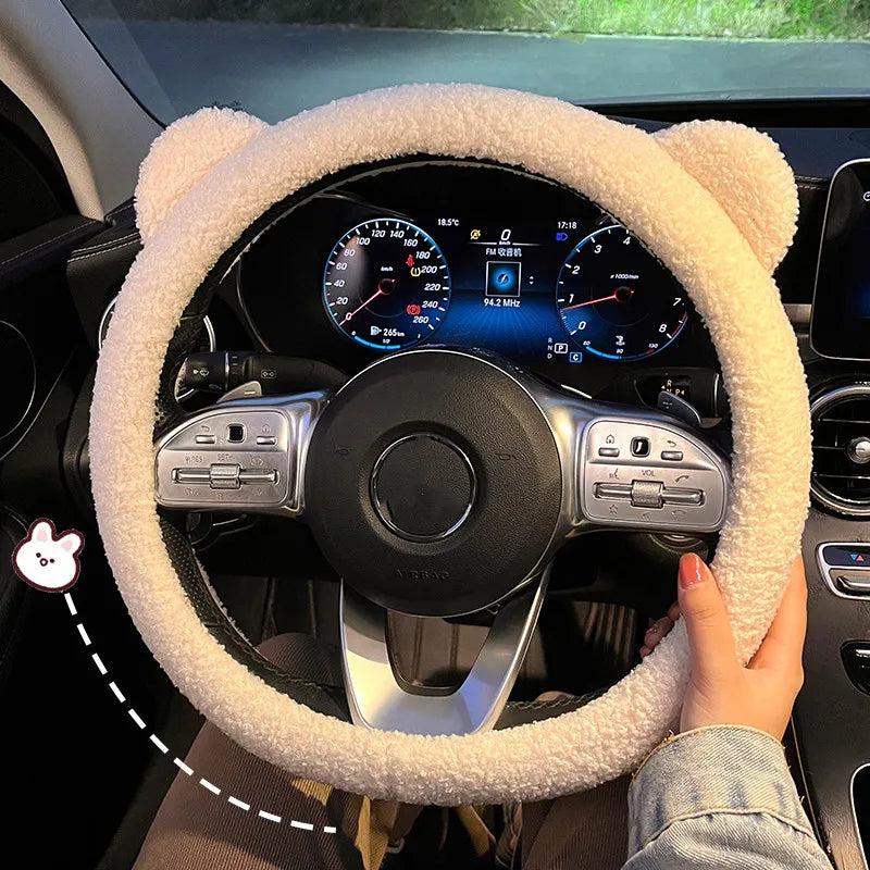 CowLost | winter-warm-soft-plush-cartoon-bear-ear-car-interior-accessories |1