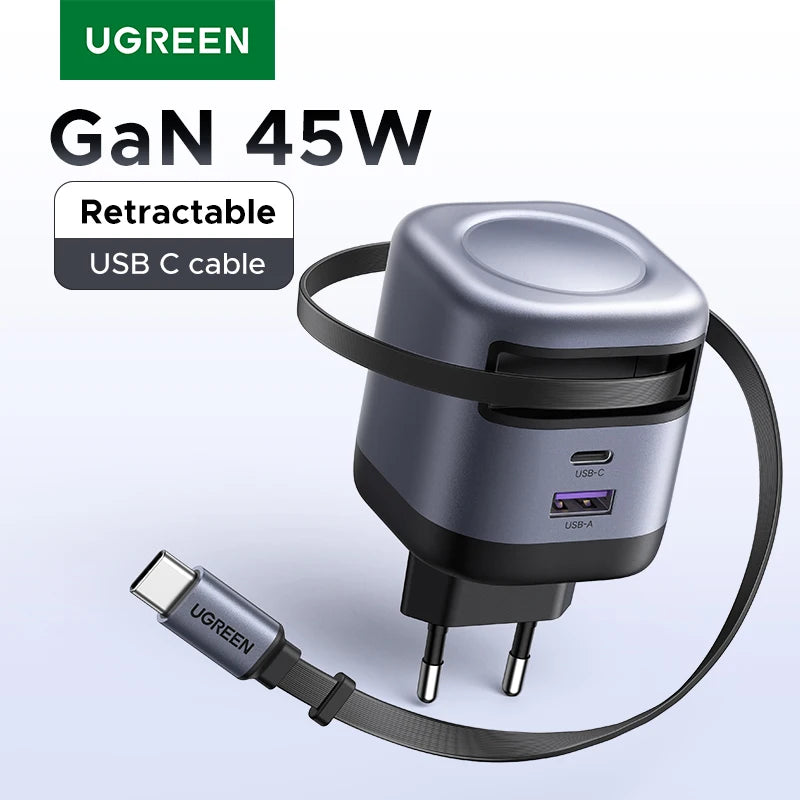 CowLost | ugreen-45w-gan-retractable-cable-charger-ufcs-pps-qc-pd-3-0-fast-charger |1