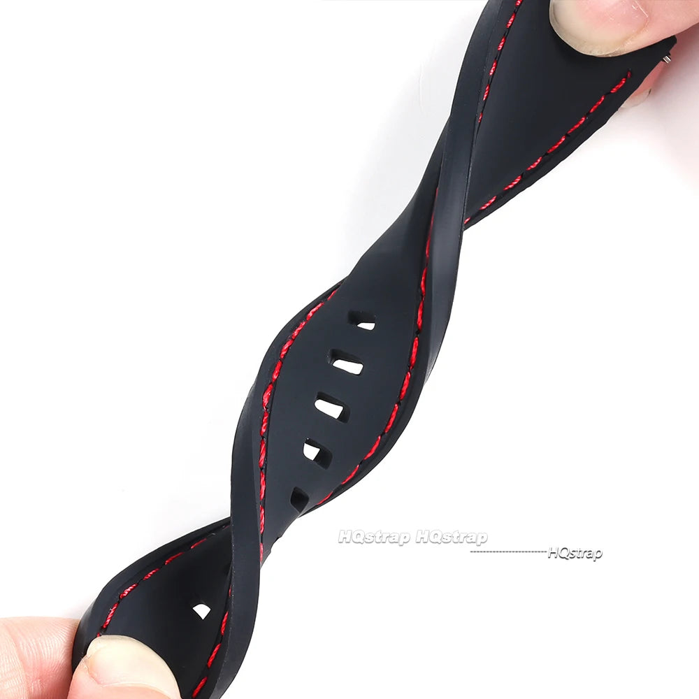 Silicone Waterproof Quick Release Watchband 18-24mm Black Green Rubber Strap for Seiko