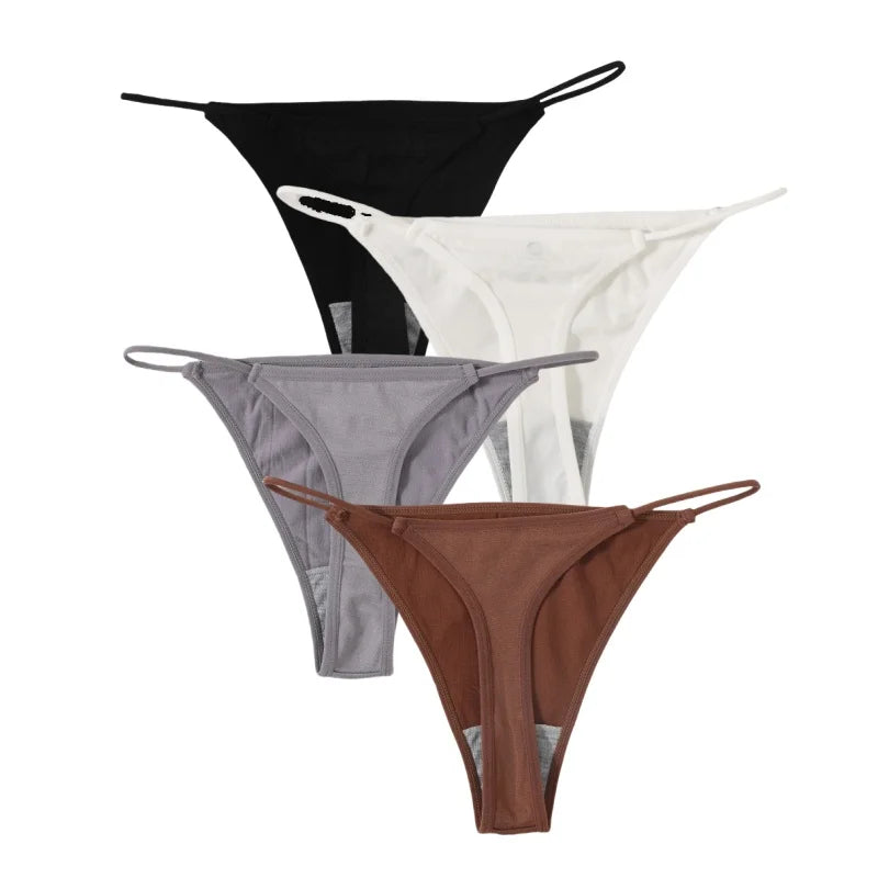 CowLost | product_id-4pcs-women-seamless-low-rise-solid-color-g-string-bikini-panties-t-back |34