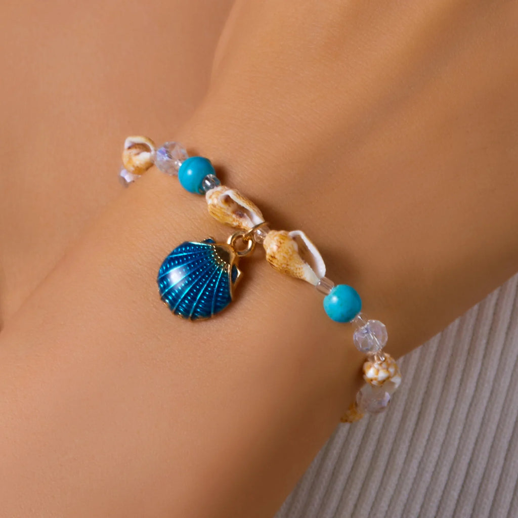 CowLost | bohemian-beach-sea-shell-conch-starfish-bracelet-for-women-girl-fashion-adjustable-beaded-bangles-summer-party-jewelry-gifts |2