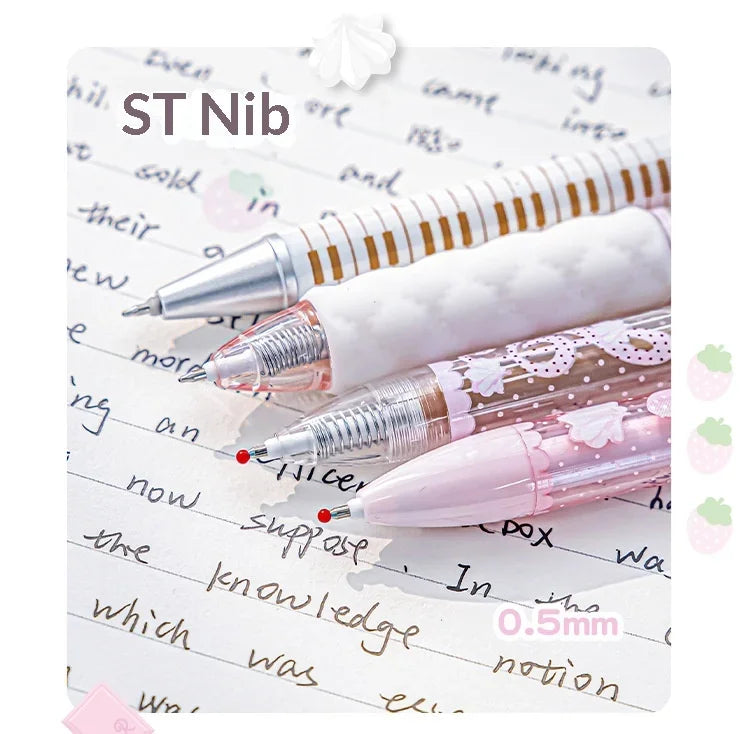 CowLost | product_id-2026-rosyposy-0-5mm-retractable-gel-pen-aesthetic-strawberry-music-notes-design-quick-dry-for-office-exam |16