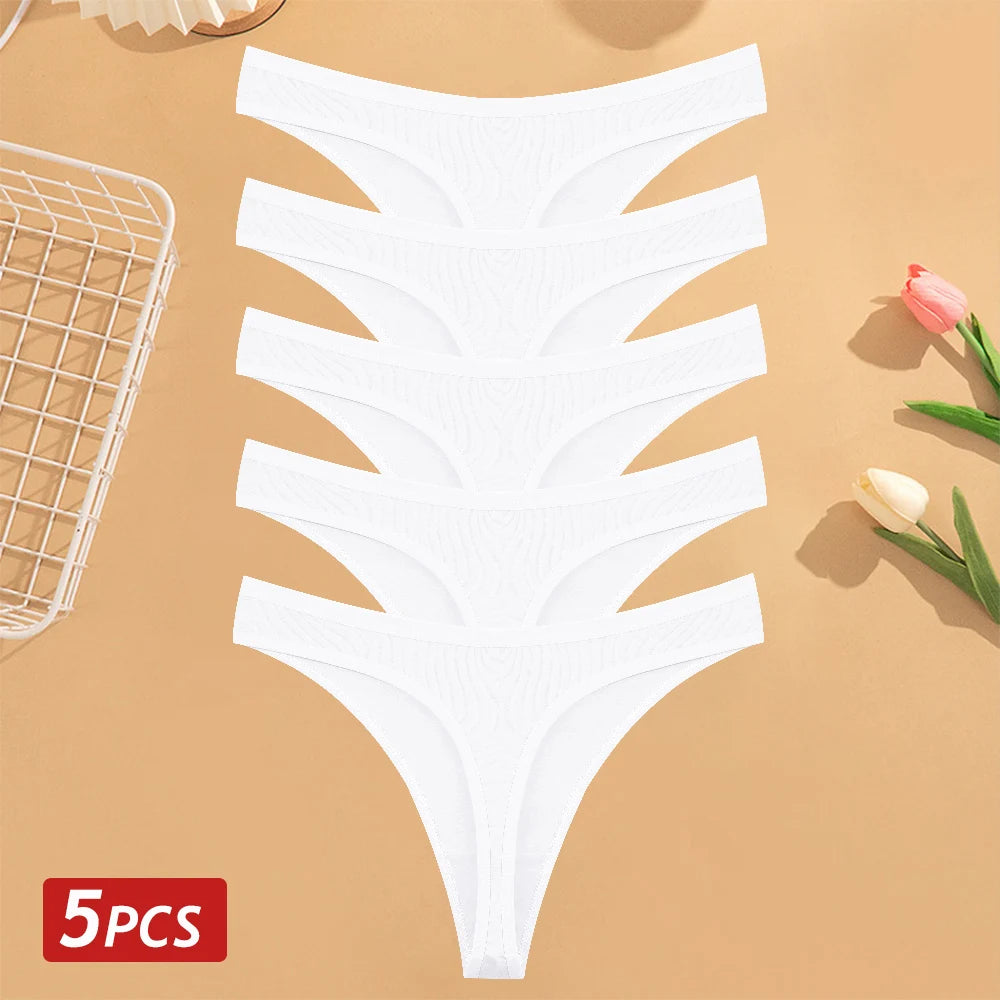 CowLost | activewear-pants-5pcs-women-cotton-solid-color-g-string-panties-set |22