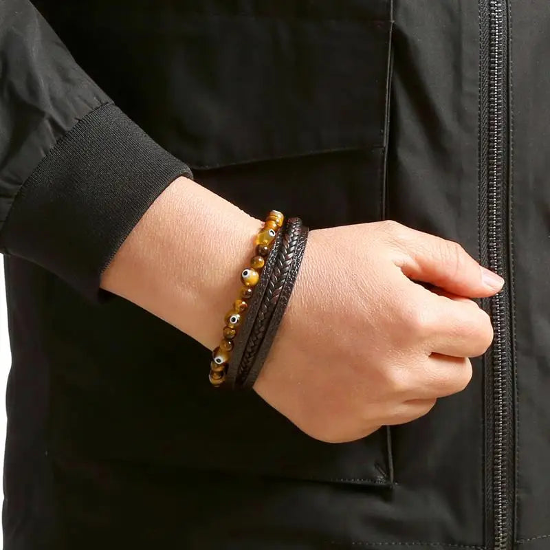 CowLost | badge-pass-holders-jiayiqi-stainless-steel-and-leather-bangle-bracelet-for-men |19