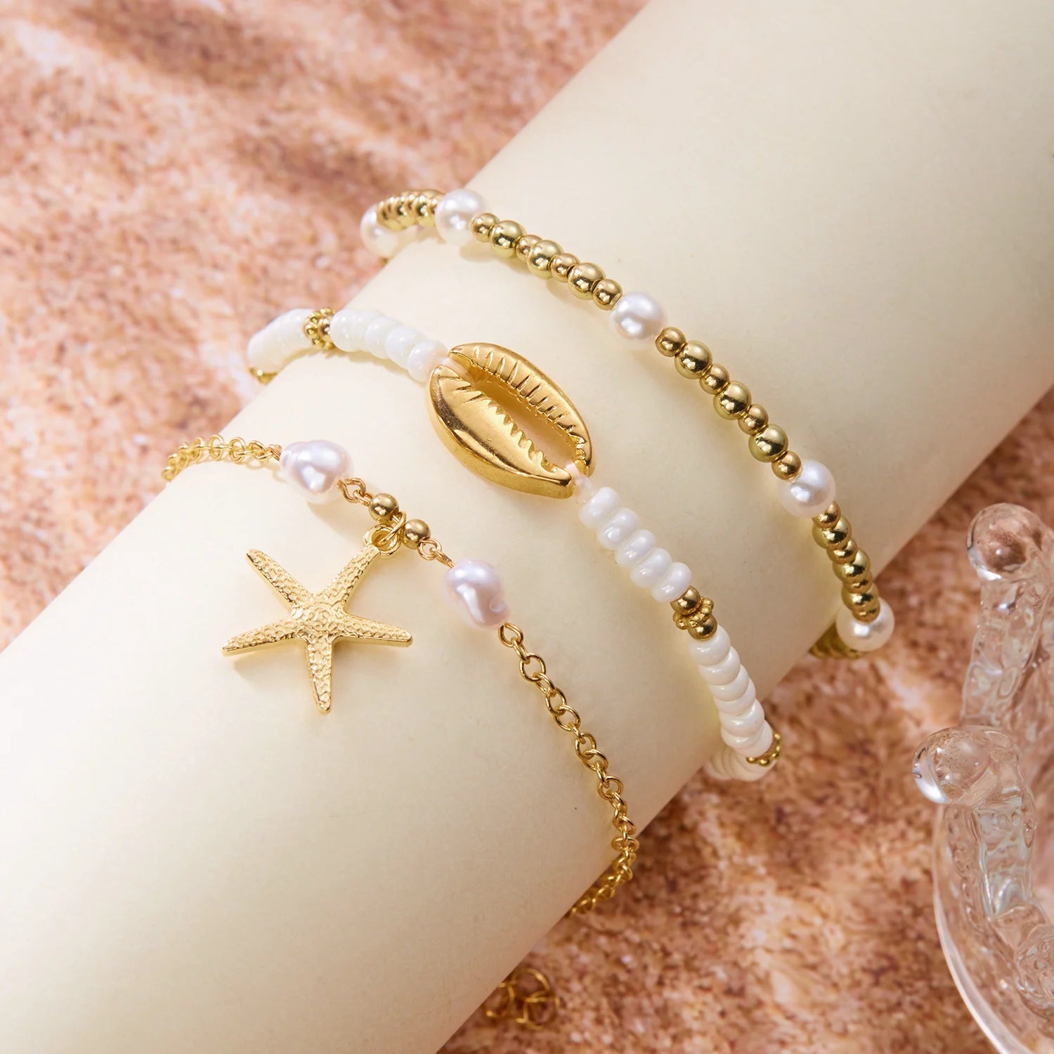 CowLost | vintage-gold-color-starfish-shell-anklets-for-women-double-layer-foot-chain-ankle-bracelet-on-the-leg-beach-barefoot-jewelry |5