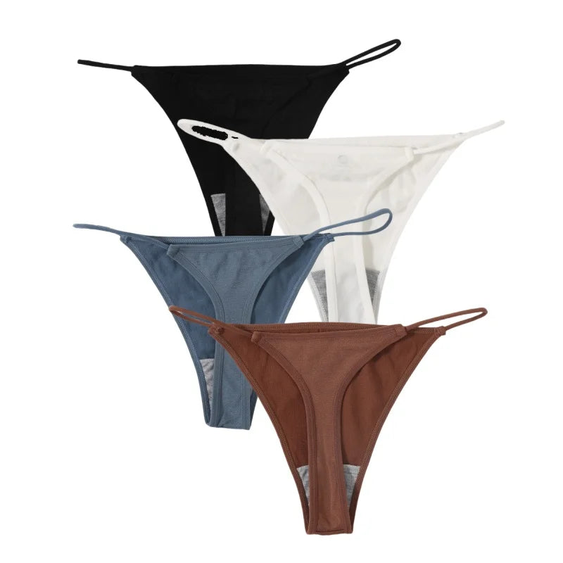 CowLost | product_id-4pcs-women-seamless-low-rise-solid-color-g-string-bikini-panties-t-back |28