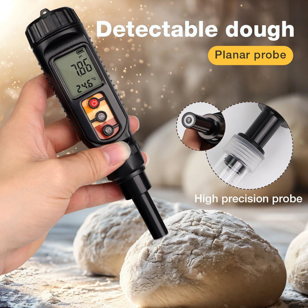 LCD Digital PH Meter 0.00-14.00 Handheld Soil, Food, Dough Acidity Tester for Fruit, Cheese, Meat, Skin