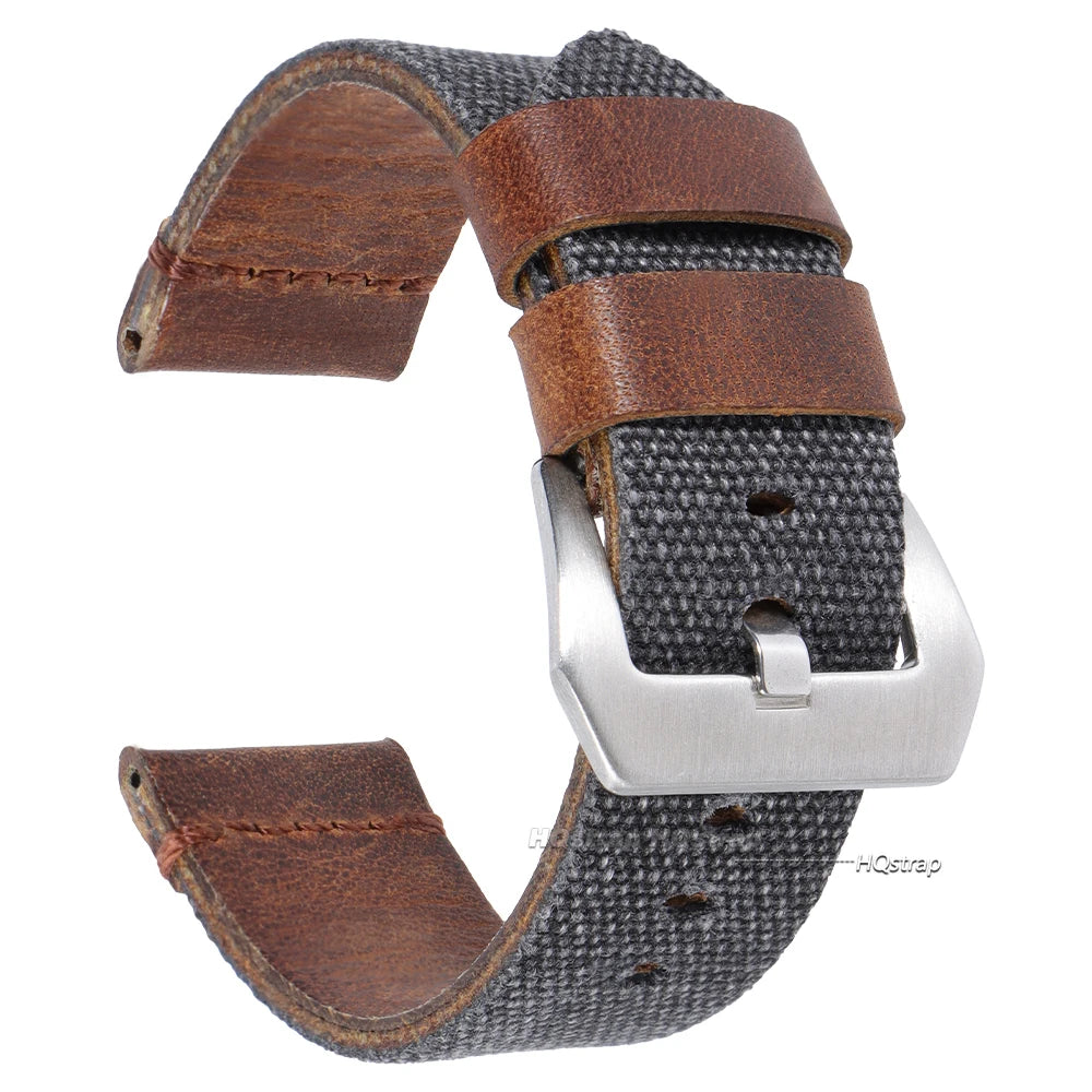 CowLost | product_id-hqstrap-nylon-calfskin-leather-watchbands-20mm-24mm-unisex-replacement-straps |9