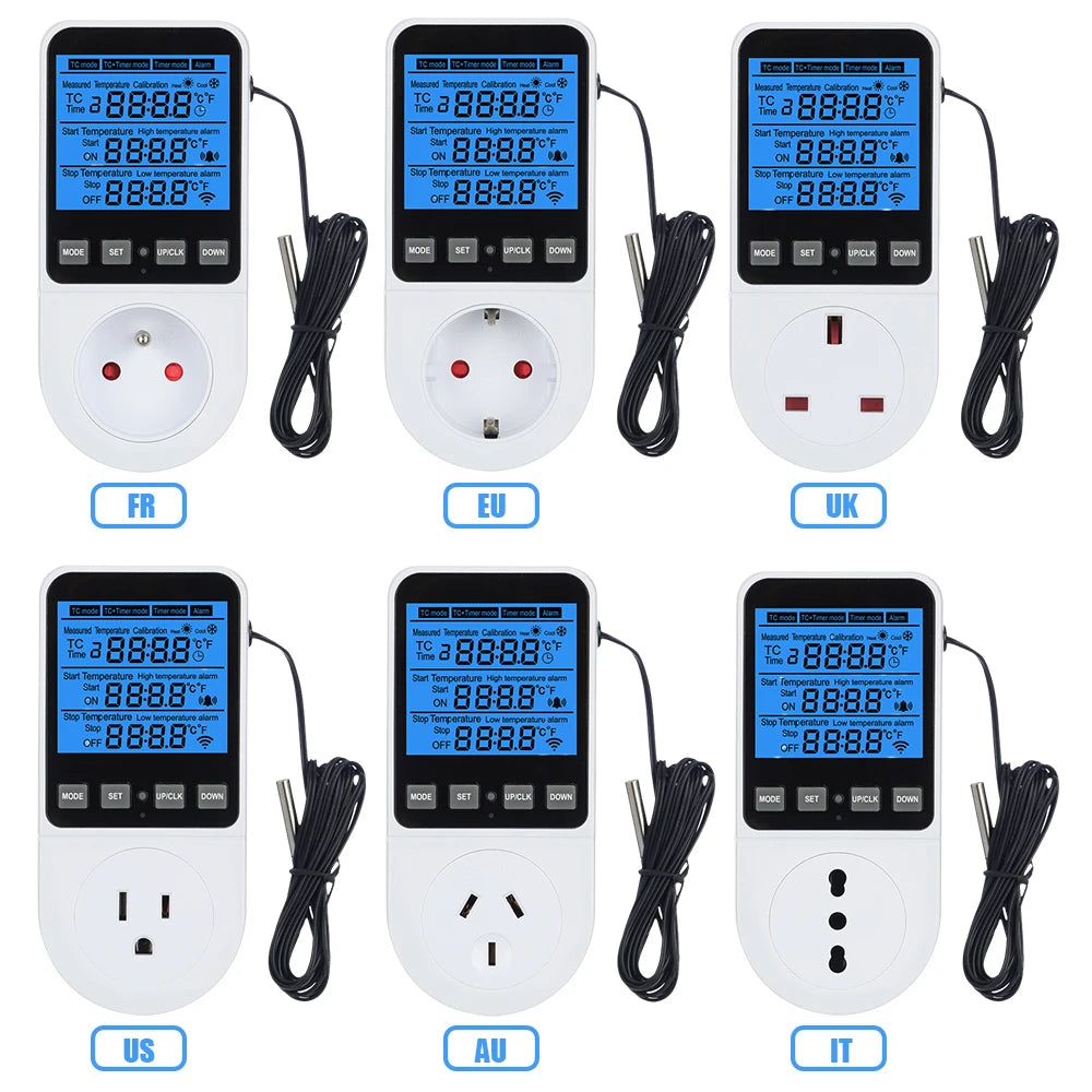 LCD Timer Socket Thermostat Temperature Controller AC110-230V for Heating Cooling