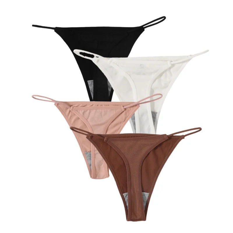 CowLost | product_id-4pcs-women-seamless-low-rise-solid-color-g-string-bikini-panties-t-back |22