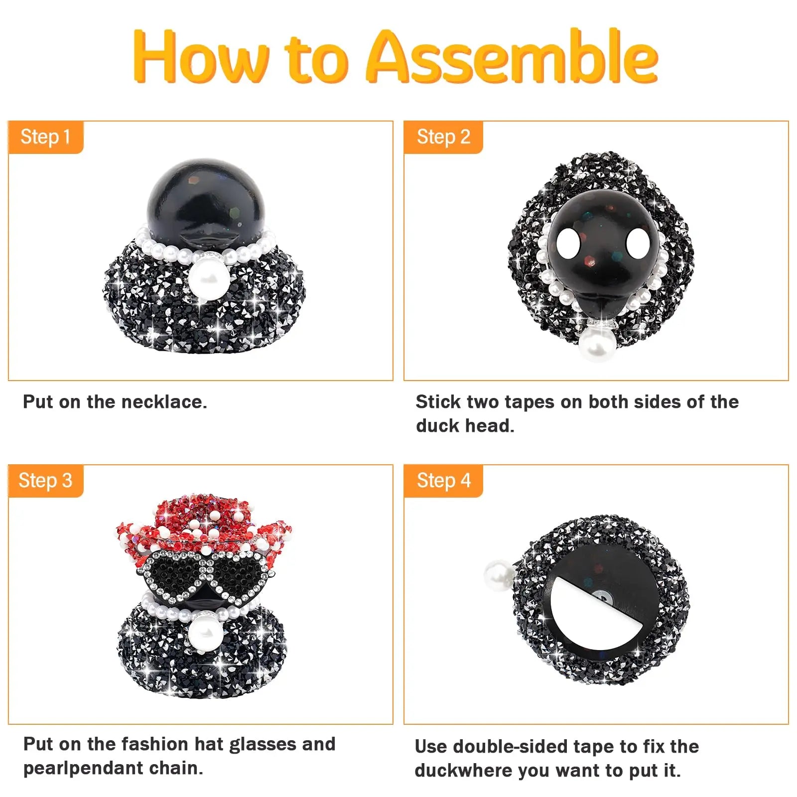 CowLost | product_id-black-diamond-rubber-duck-car-dashboard-ornament-cool-car-accessory |2