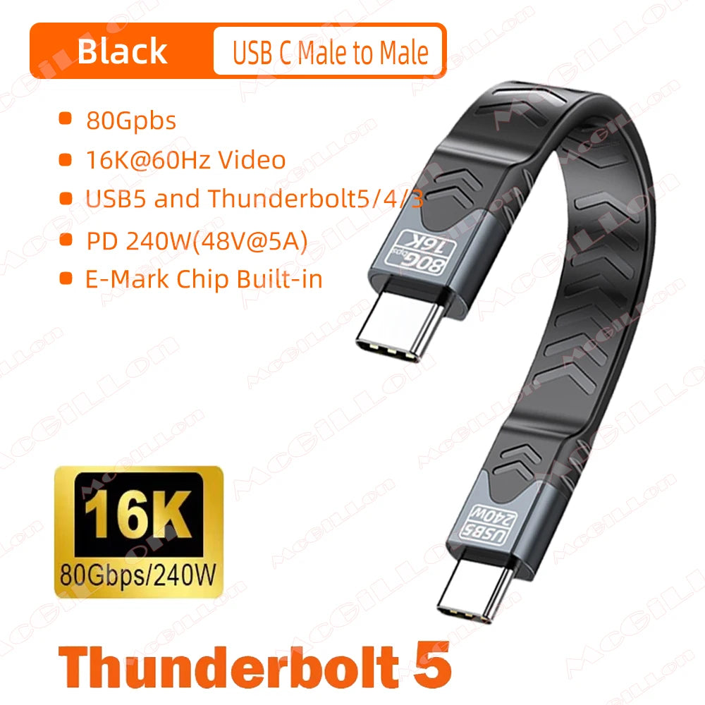 CowLost | product_id-usb5-usb-c-to-usb-c-data-cable-80gbps-240w-pd-short-for-thunderbolt-5-iphone-16-pro-max-ssd-laptop-power-bank |12