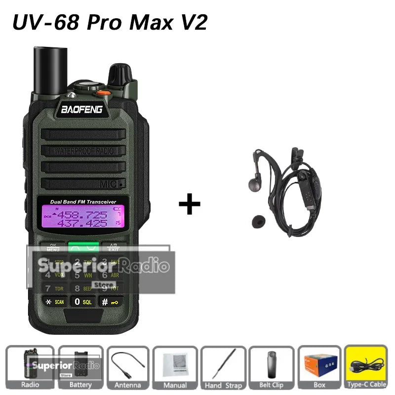CowLost | mobile-phone-cases-baofeng-uv-68-pro-max-v2-walkie-talkie-ip67-waterproof-usb-c-charger-long-range-fm-radio-128-channels |41