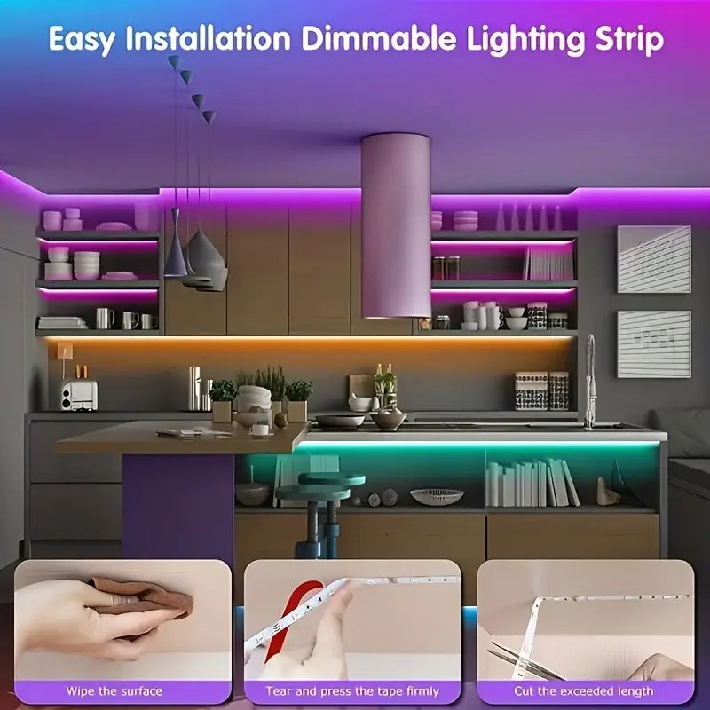 RGB USB LED Strip Lights with 3-Key Controller for TV Backlight, Room, Party, Gifts