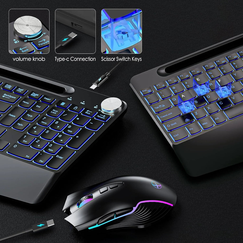 CowLost | product_id-rechargeable-7-color-backlit-full-size-keyboard-with-slot-wrist-rest-volume-knob-mouse-set |4