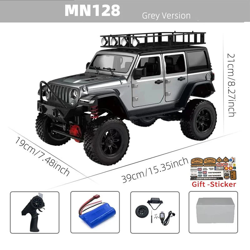 CowLost | fencing-barriers-mn128-1-12-4wd-rc-jeep-model-2-4g-remote-control-led-light-off-road-climbing-truck-electric-toy-car-gift-for-boy |15