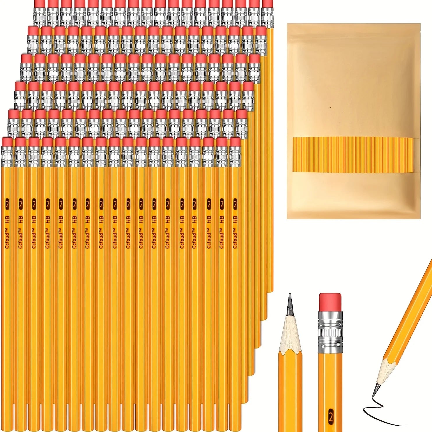 CowLost | standard-erasers-product_id-50-100-150pcs-hb-wood-cased-pencils-with-eraser-top-for-drawing-and-school-supplies |1