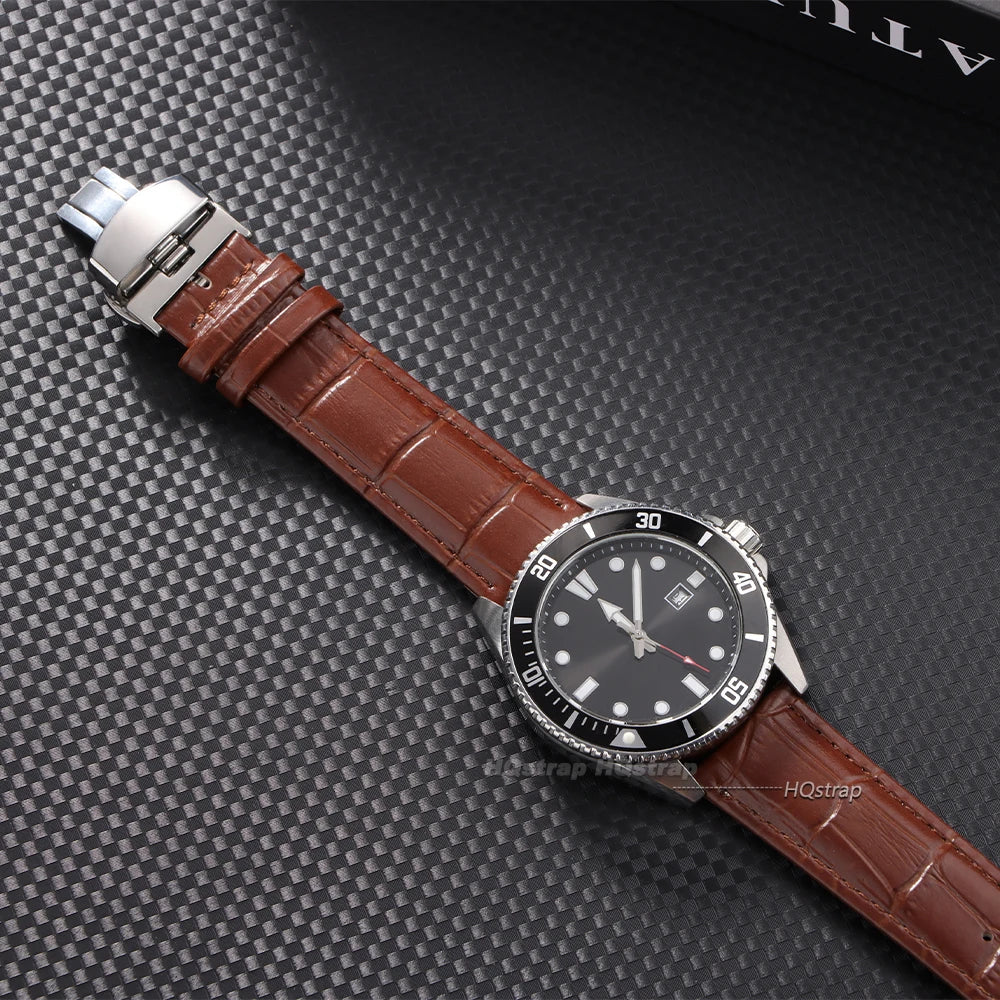 CowLost | bracelets-product_id-quick-release-leather-watch-band-with-bamboo-texture-strap-16-24mm-butterfly-buckle |4