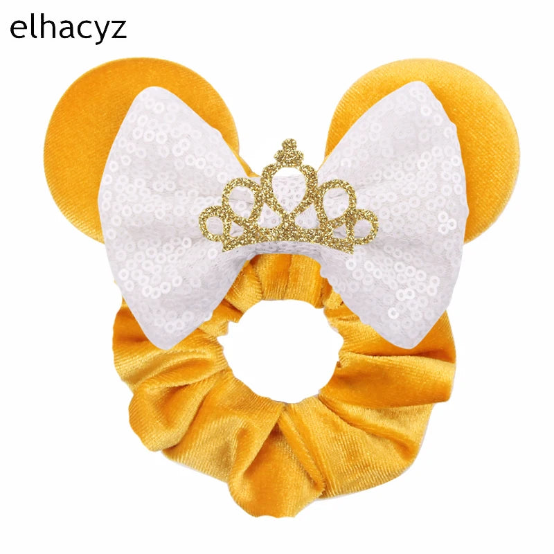 CowLost | mouse-ears-sequins-bow-women-velvet-scrunchies |13