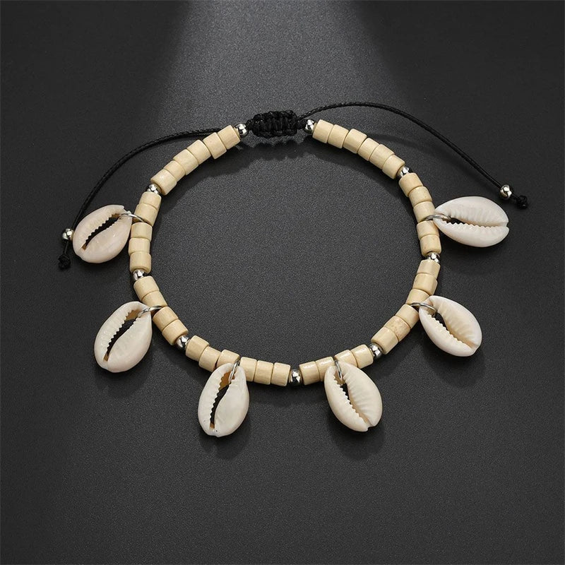 CowLost | bohemian-starfish-conch-shell-pearl-anklet-for-women-boho-sea-turtle-shells-leg-ankle-metal-chain-beach-party-sandals-jewelry |6