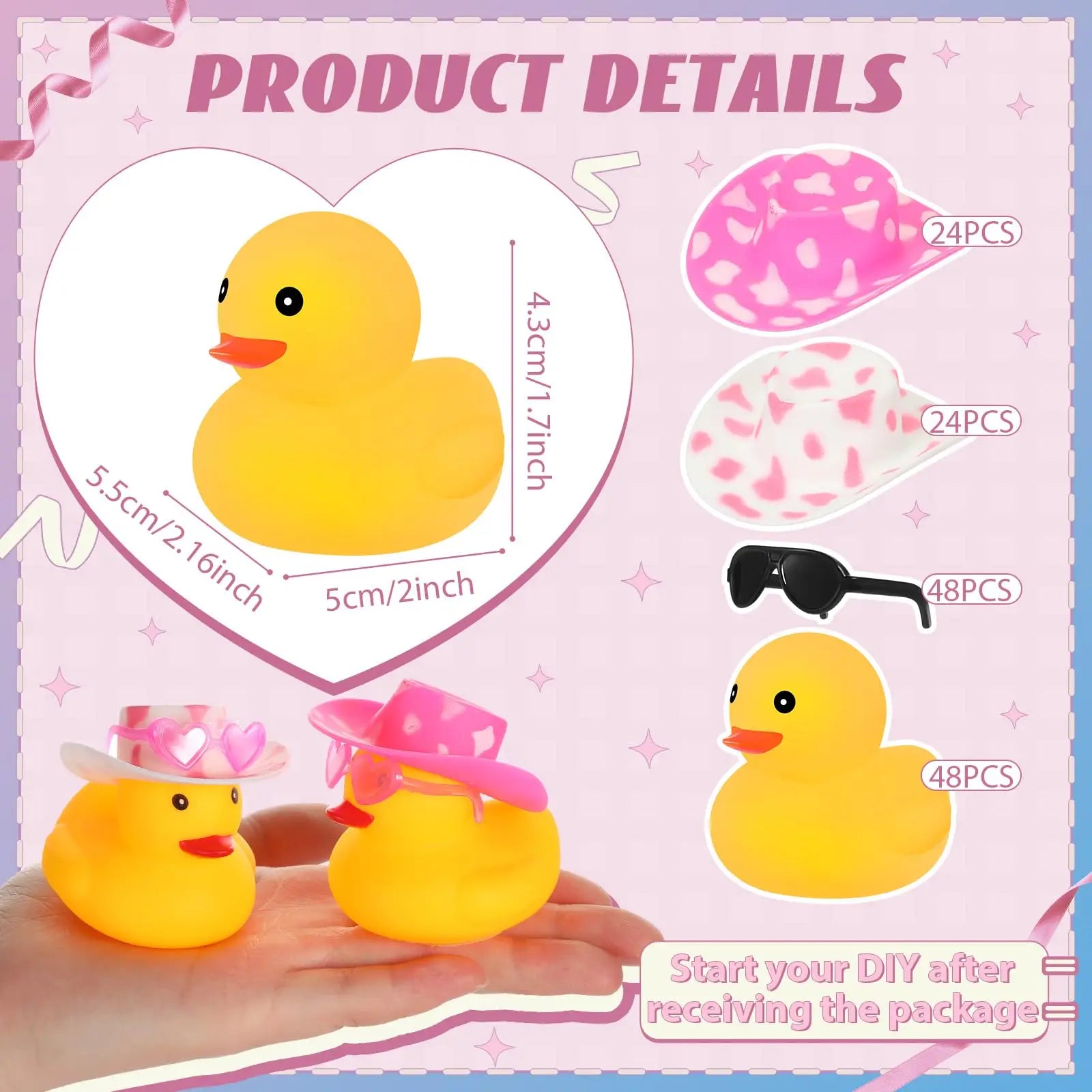 CowLost | product_id-24-48-pcs-pink-valentine-rubber-ducks-bath-toys-for-wedding-holiday-gifts |3
