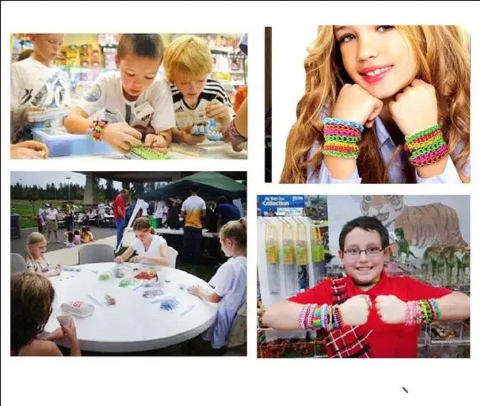 Colourful Rubber Loom Band Set Elastic Bracelet Weaving Toy with Charms