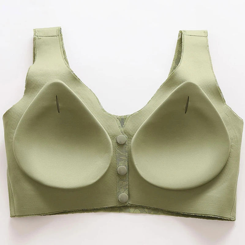 CowLost | product_id-womens-wireless-front-buckle-lace-thin-cup-gathered-sports-bra-vest-large |6