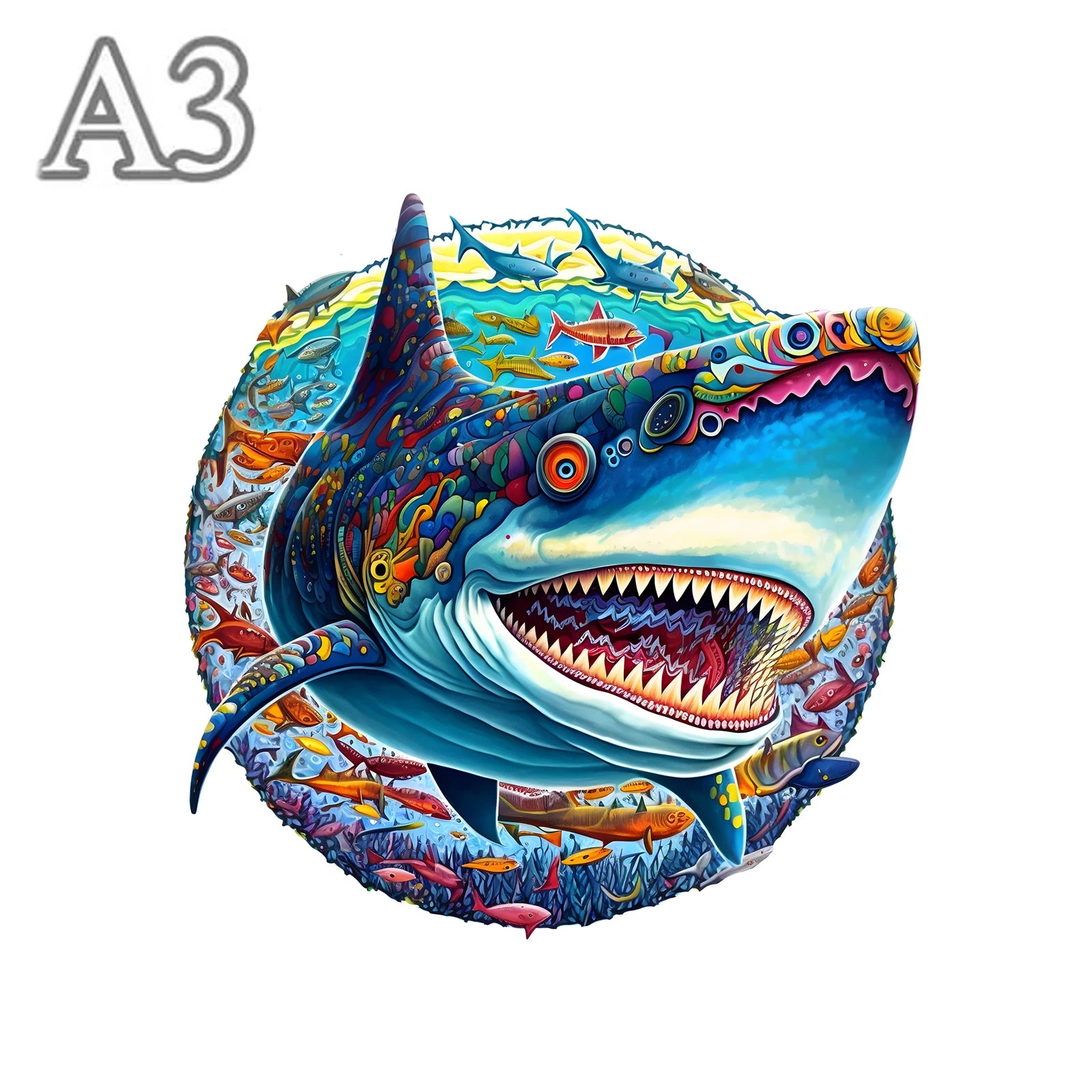 CowLost | shark-pattern-wooden-puzzle-irregular-animal-shapes-stress-relief-toys-holiday-birthday-gift |7