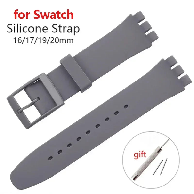CowLost | product_id-waterproof-silicone-replacement-watch-strap-with-metal-pin-buckle-for-swatch-16-17-19-20mm-unisex |1