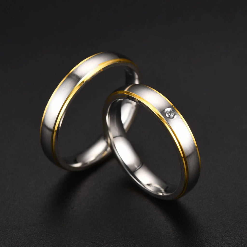 Titanium Steel Zircon Couple Rings Valentine's Day Jewelry Gift 2025 Wholesale