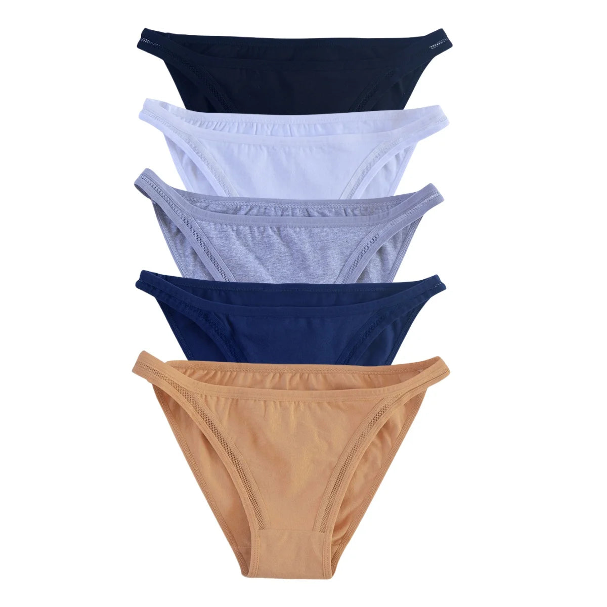 CowLost | product_id-5pcs-women-s-cotton-low-rise-breathable-solid-color-briefs-m-xl |14