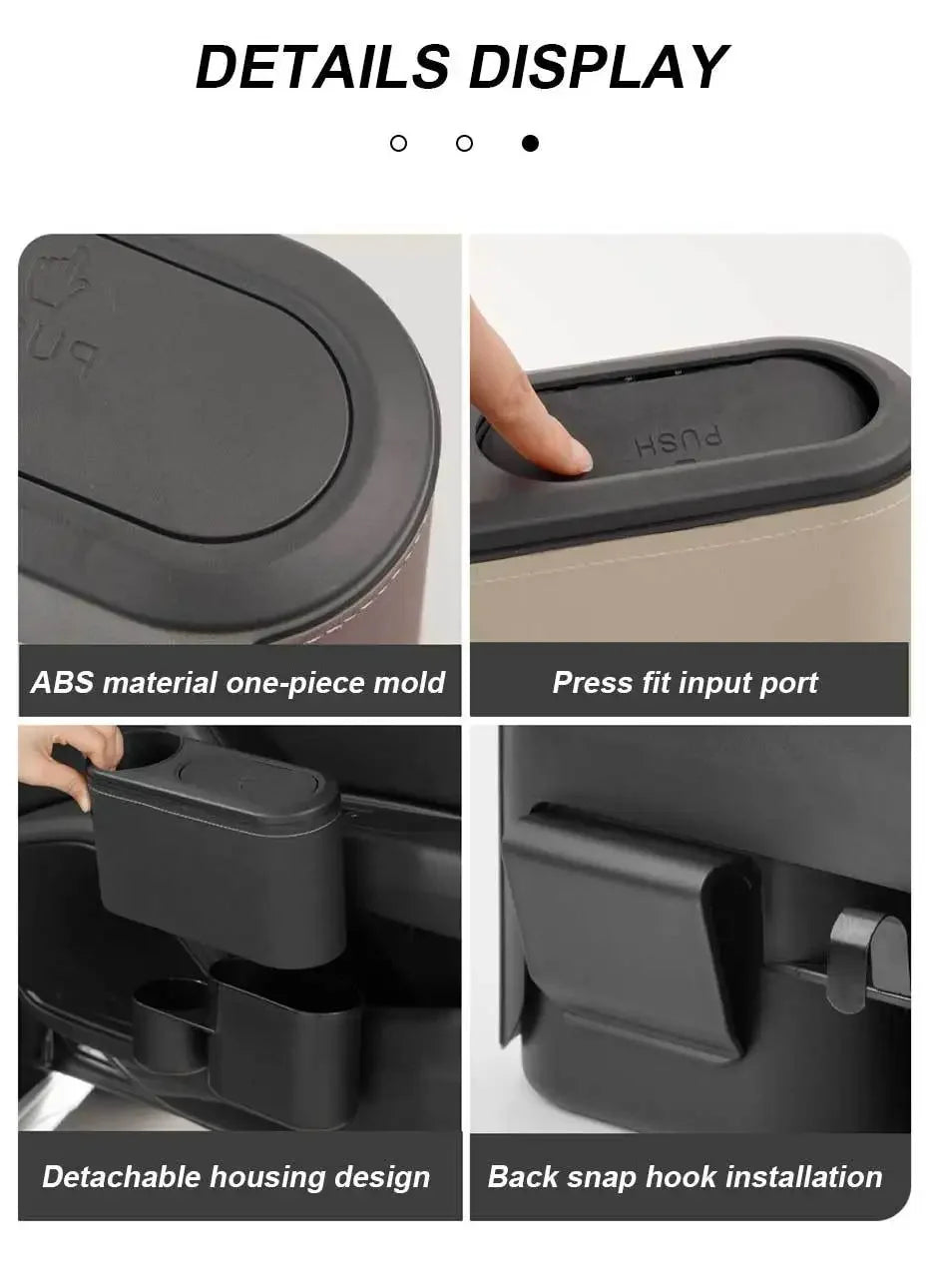 CowLost | can-organizers-product_id-car-rear-row-hanging-trash-can-with-abs-pressing-lid-and-drink-holder-universal-organizer |14