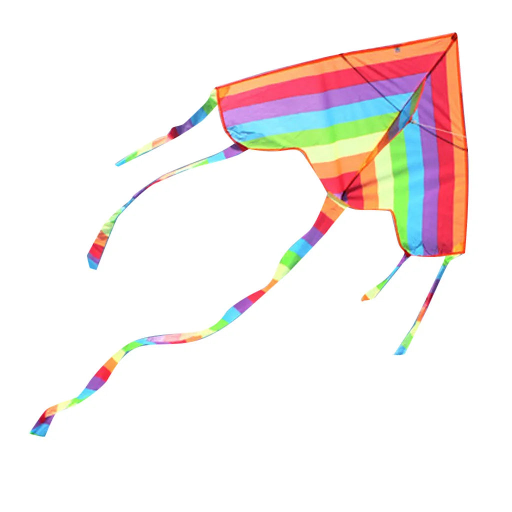 Rainbow Triangle Kite with Long Tail and Flying Line for Kids Outdoor Fun