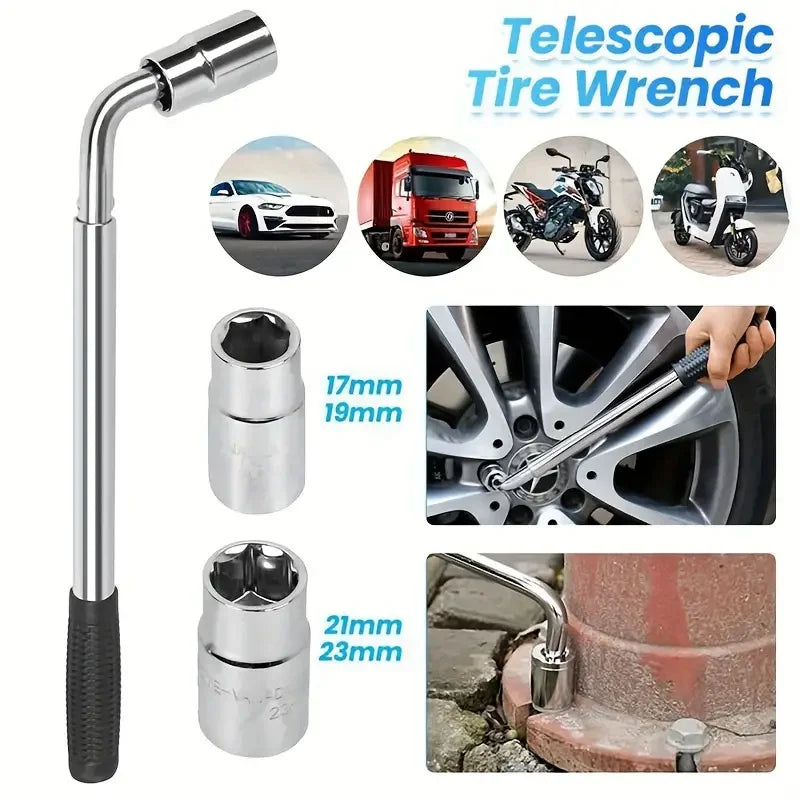 CowLost | extendable-lug-nut-wrench-with-chrome-vanadium-17-19-21-23mm-socket-for-easy-tire-repair-l-type-sockets-nut-kit-emergency-tools |3