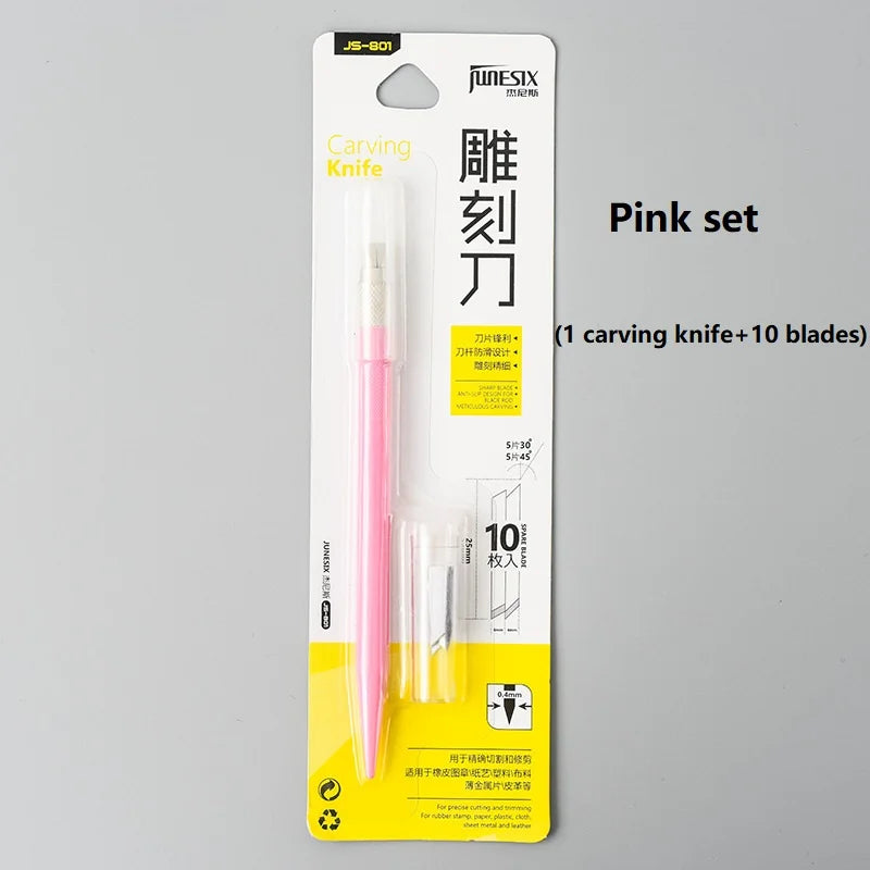 CowLost | product_id-junesix-801-carving-knife-with-10-blades-9-colors-diy-engrave-pen-art-supplies |17