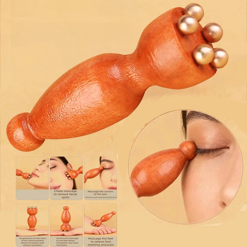 CowLost | eye-massage-tool-face-massager-wood-brass-small-lotus-eye-care |1